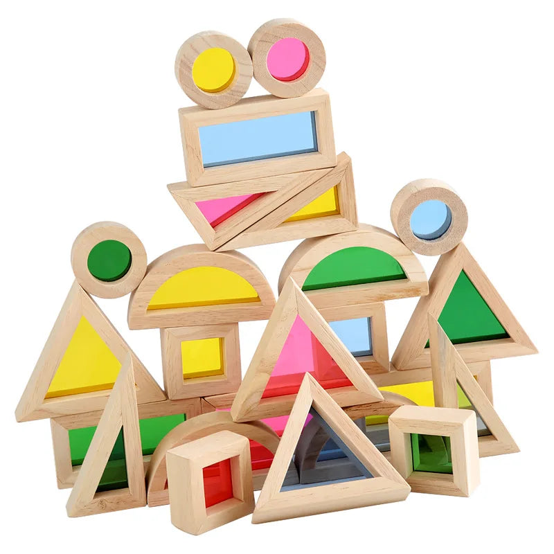 Stack Acrylic Block Montessori Wooden Toy