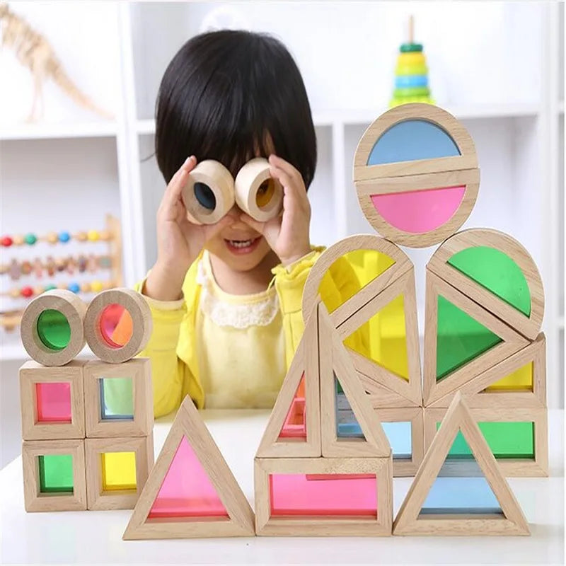 Stack Acrylic Block Montessori Wooden Toy