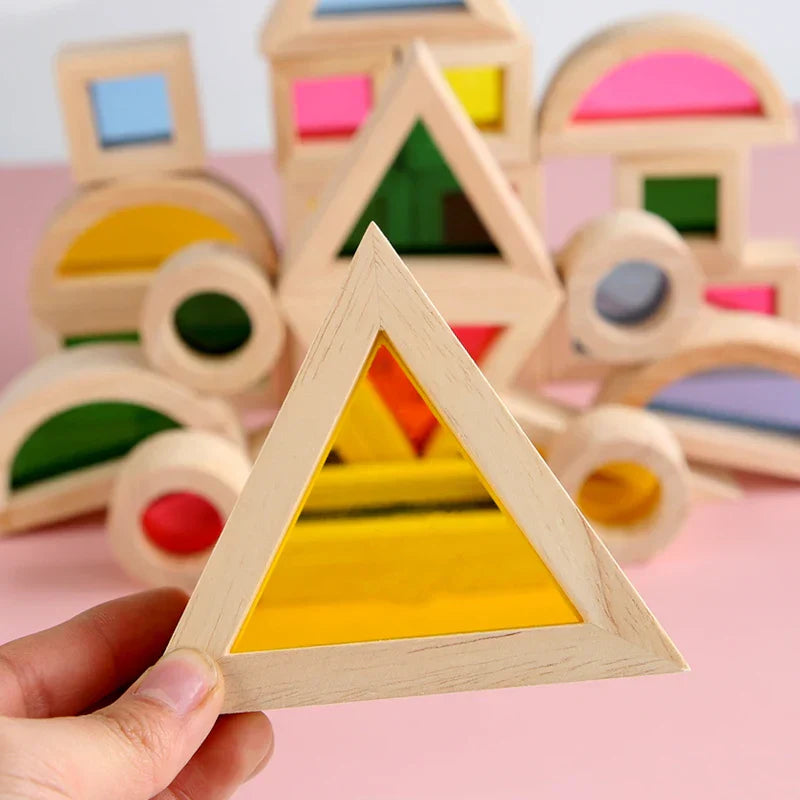 Stack Acrylic Block Montessori Wooden Toy