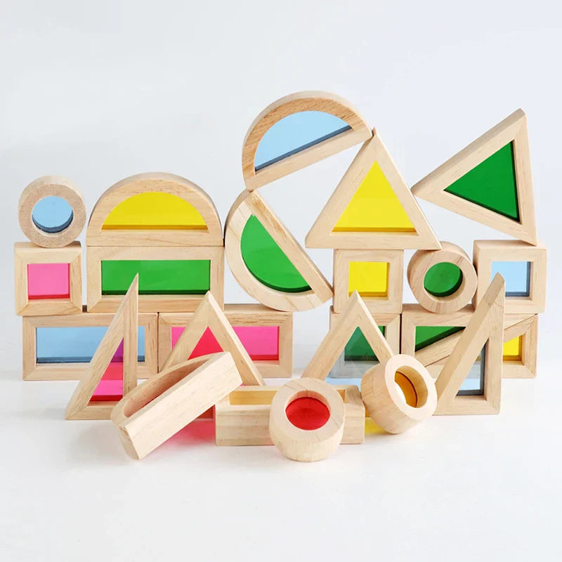 Stack Acrylic Block Montessori Wooden Toy