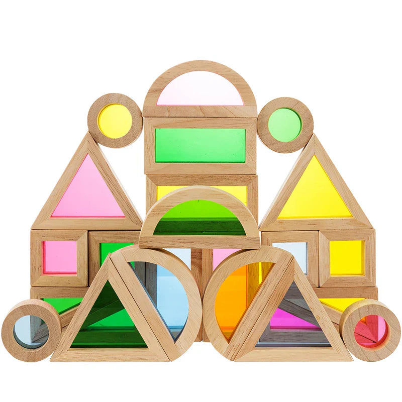 Stack Acrylic Block Montessori Wooden Toy