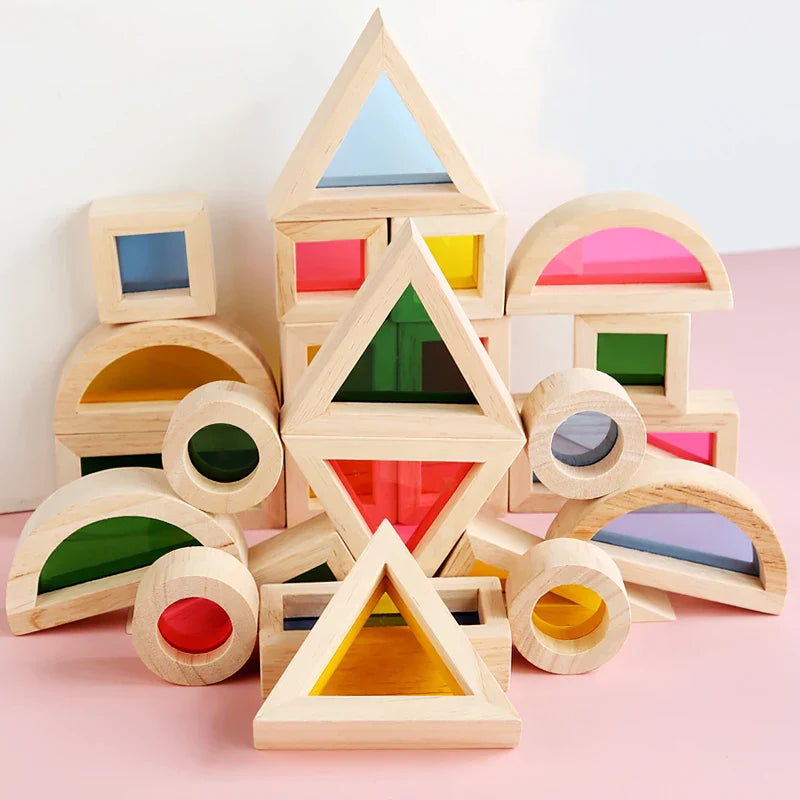 Stack Acrylic Block Montessori Wooden Toy