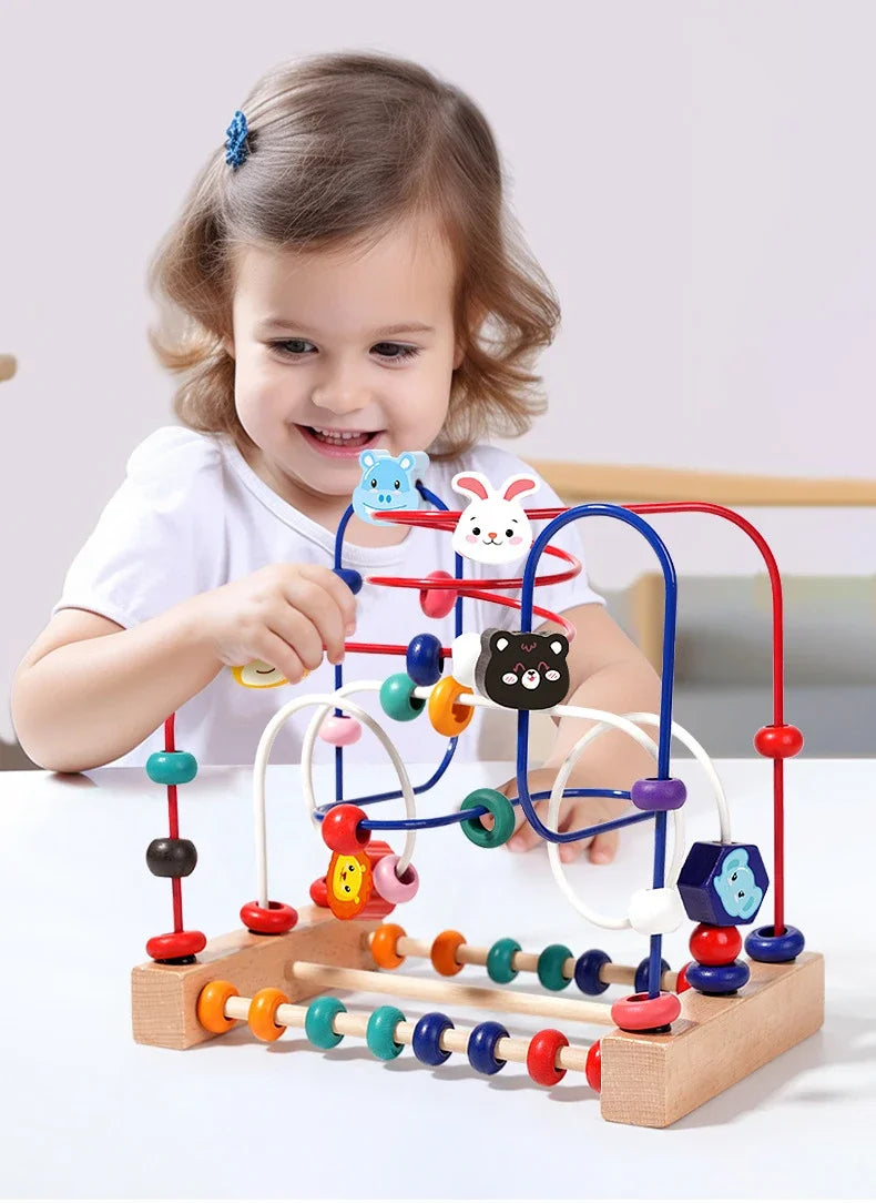 Montessori Baby Toys Wooden Roller Coaster