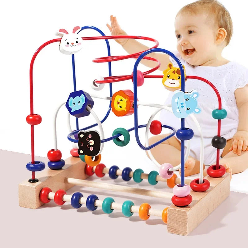 Montessori Baby Toys Wooden Roller Coaster