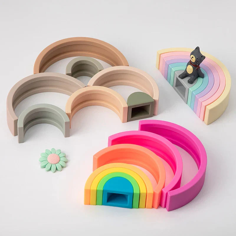 Rainbow Montessori Soft Block Silicone Building