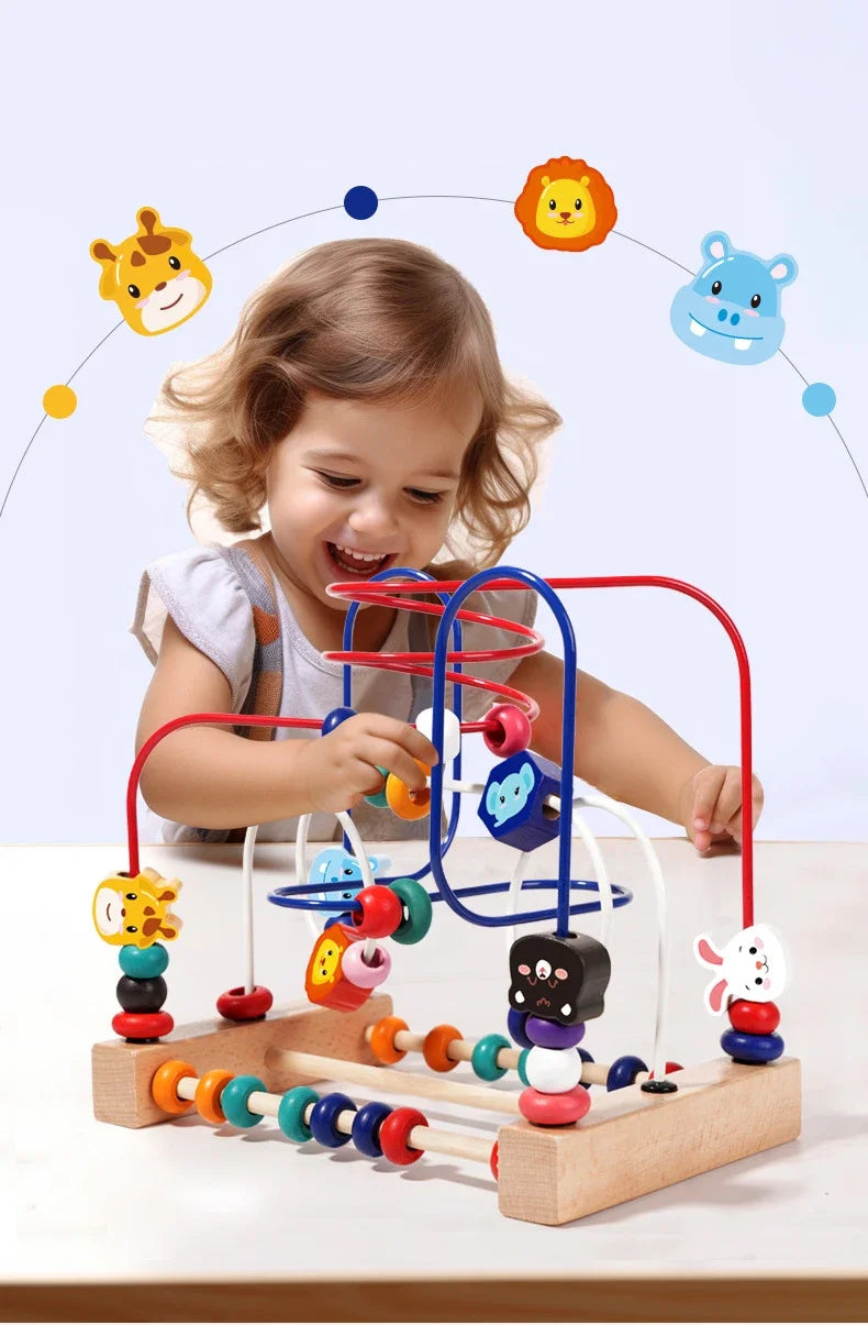 Montessori Baby Toys Wooden Roller Coaster